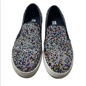 Steve Madden Gracious Slip On Shoes Sparkling Multicolored Jewel Rhinestones 7.5